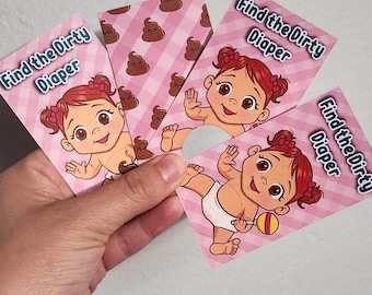 Baby shower Game | Scratch off | baby scratch off | Pink | pin the poop