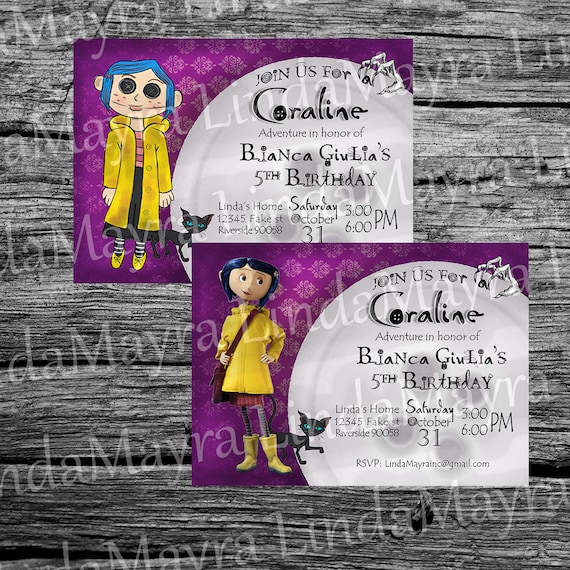 Digital Invitation Coraline Theme Birthday NOT INSTANT 