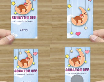 Sloth Scratch off Party Favor | Bridal Shower | Baby Shower |
