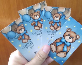 Teddy Bear party Scratch off Party Favor | Bridal Shower | Baby Shower | animals | Star I can Bearly wait
