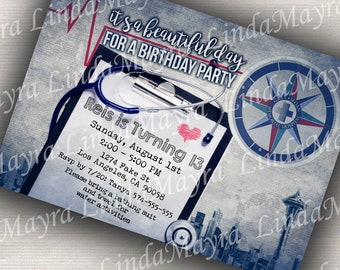 Digital Invitation Hospital Doctor Hero Birthday Invitation   - NOT INSTANT