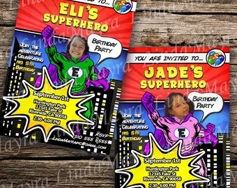 Digital Invitation Superhero theme NOT INSTANT | comic book theme | Photoshop head