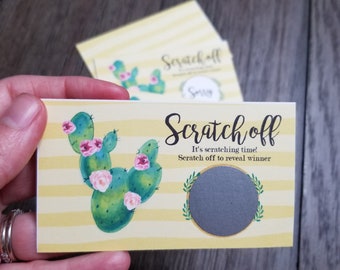 Cactus Party Favor Baby shower Bridal Shower Game | Scratch off | succulents | Nopal | Yellow