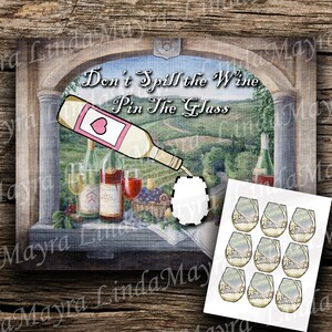 Digital Pin Wine glass Party Game Instant Download