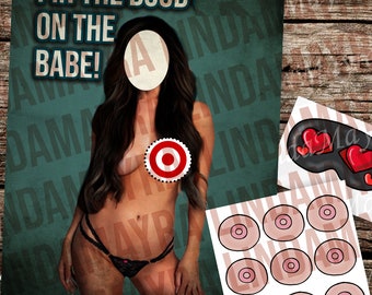 Digital Personalized Pin the junk on the boob | Bachelorette | Pin Game  Not Instant Download - No physical item