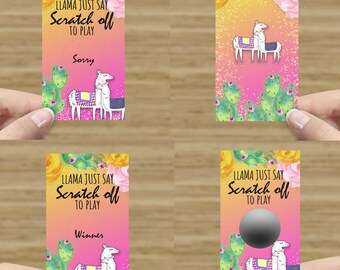 llama Scratch off Party Favor | fiesta | Baby Shower | Bridal Shower | graduation |