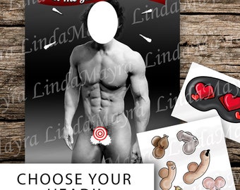 Digital Personalized Pin the junk on the Hunk | Bachelorette | Pin Game  Not Instant Download - No physical item Black and white