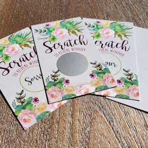 Party Favor Baby shower Bridal Shower Game | Scratch off | succulents | Nopal green | Cactus