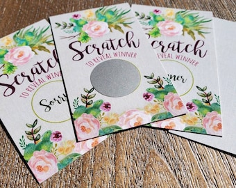 Party Favor Baby shower Bridal Shower Game | Scratch off | succulents | Nopal green | Cactus