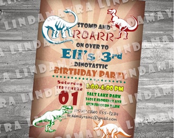 Digital Invitation Dinosaur T-rex paleontologist Theme - NOT INSTANT