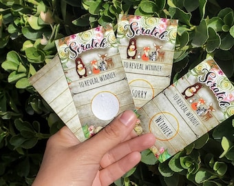 Woodland Girl Set of 16 Scratch Off Cards Girls Party Bachelorette Baby Shower Party Games