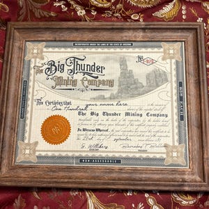 Big Thunder Stock Certificate - PERSONALIZABLE