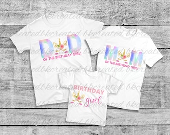 Girls Birthday Family Shirts, Birthday Girl Family Shirts, Unicorn Birthday Girl, Daddy Mommy Sister Brother Of The Birthday Girl Matching