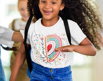 Rainbow Valentine Love Shirt Quick Shipping Girls Gift