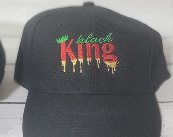 Black King Hat Embroidered Baseball Black Cap Low Profile Velco Back