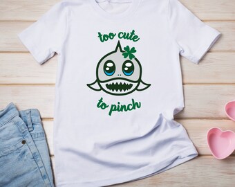 St. Patrick's Day Shirt, Shark Shirt, Too cute to pinch, St Patricks Shirt, Irish Shirt, Kids Shirt, st patricks day tee, shamrock tee