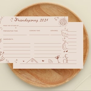 Hand Drawn Doodle Friendsgiving recipe card | Thanksgiving Potluck invite recipe card | Thanksgiving Download | Friendsgiving printable