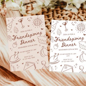 Hand Drawn Doodle Friendsgiving Invitation | Thanksgiving Potluck Invite | Thanksgiving Digital Download | Friendsgiving printable
