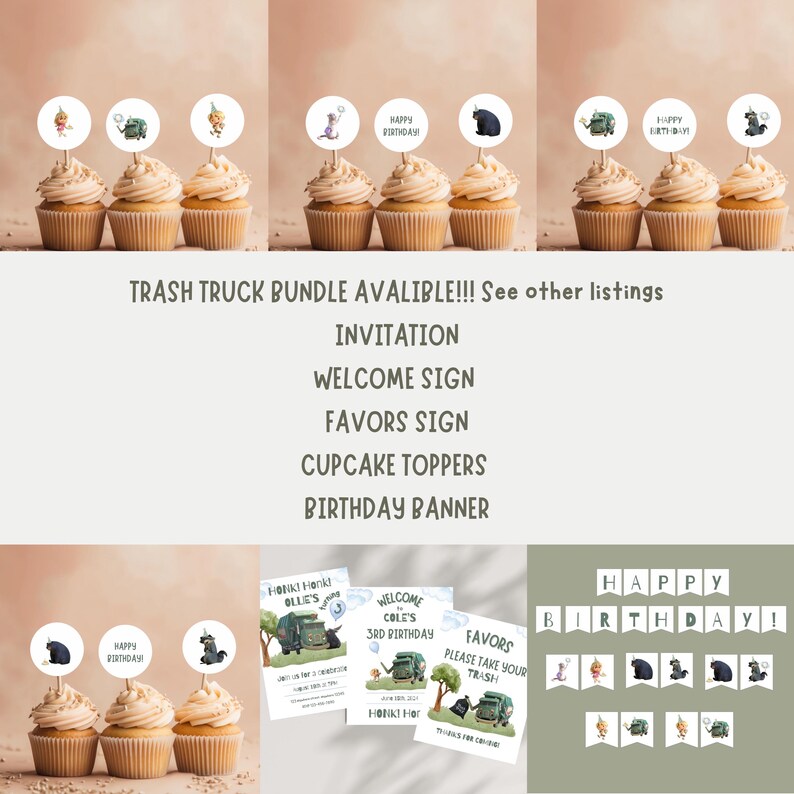 Trash Truck Birthday Party Thank You Tags, Kids Trash Truck Netflix