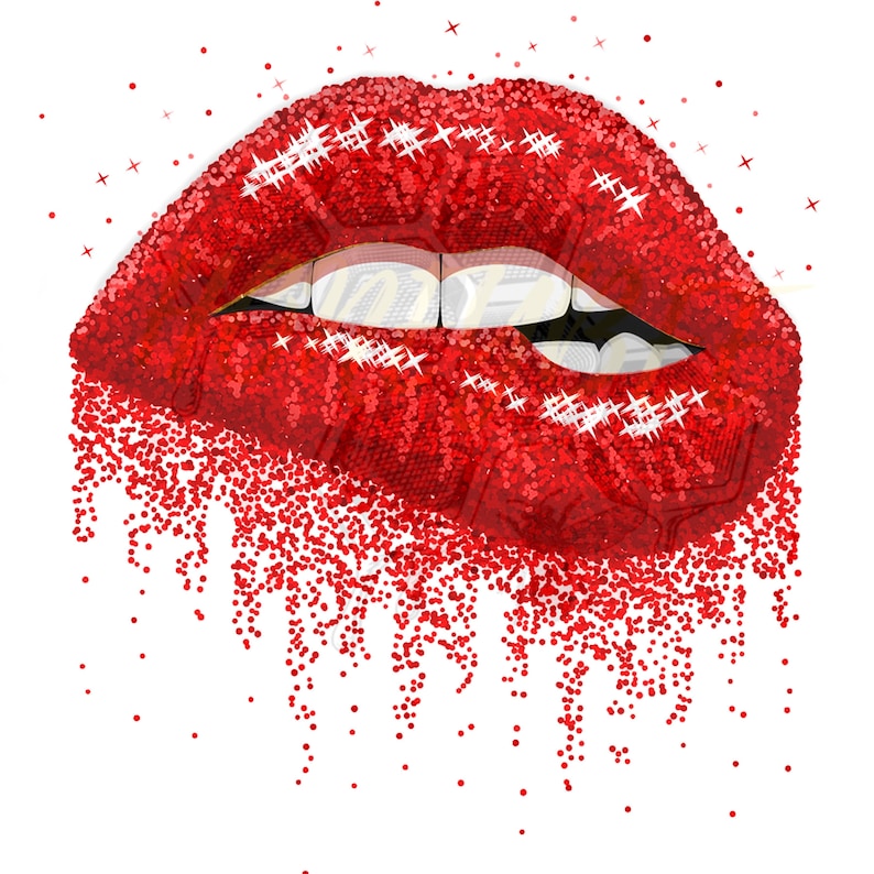 Dripping Lips PNG Biting Lips JPG Glitter Lips Lip Clipart | Etsy