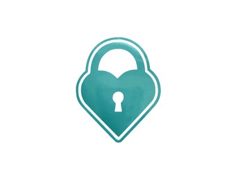 Heart Lock Vinyl Car Decal - Turquoise