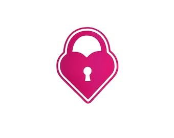 Heart Lock Vinyl Car Decal - Pink