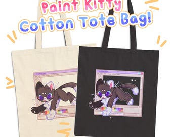 Borsa in tela con gattino dipinto nostalgico