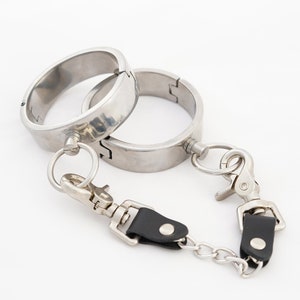 Heavy Duty Wrist or Ankle Cuffs - Locking Metal Bondage and Heavy Weight Handcuffs - Solid Stainless Steel with Allen Key Lock