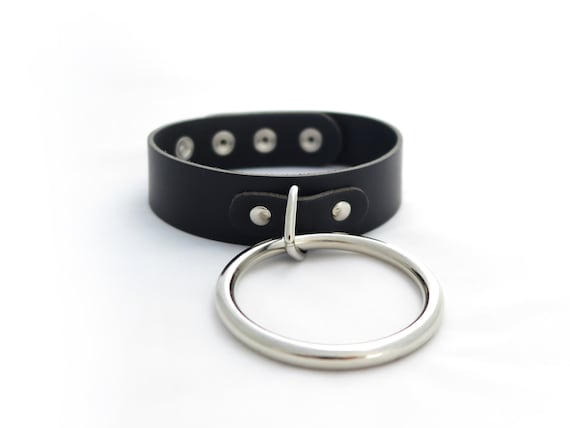 Collier De Cou BDSM En Cuir Noir Avec Anneau Métal Argenté - Style Esclave, Neuf Pour Adulte