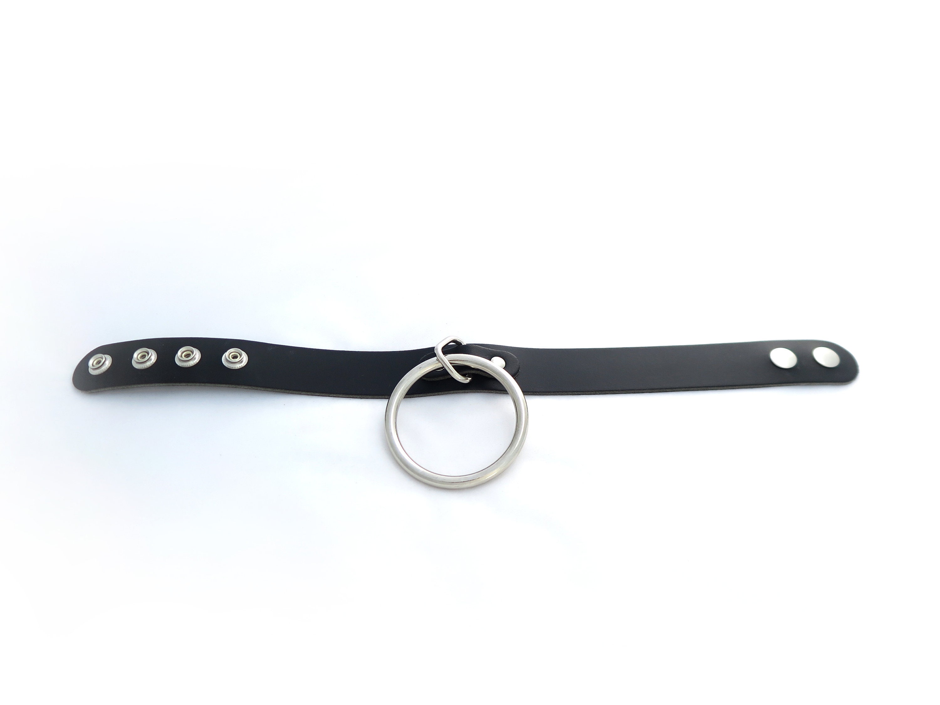Collier BDSM En Cuir Noir Avec Anneau Métal Argenté - Tour De Cou Esclave - Neuf - Fetish