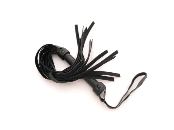 Beginner Leather Flogger - Small Black Whip for Spanking Fetish and Softcore BDSM