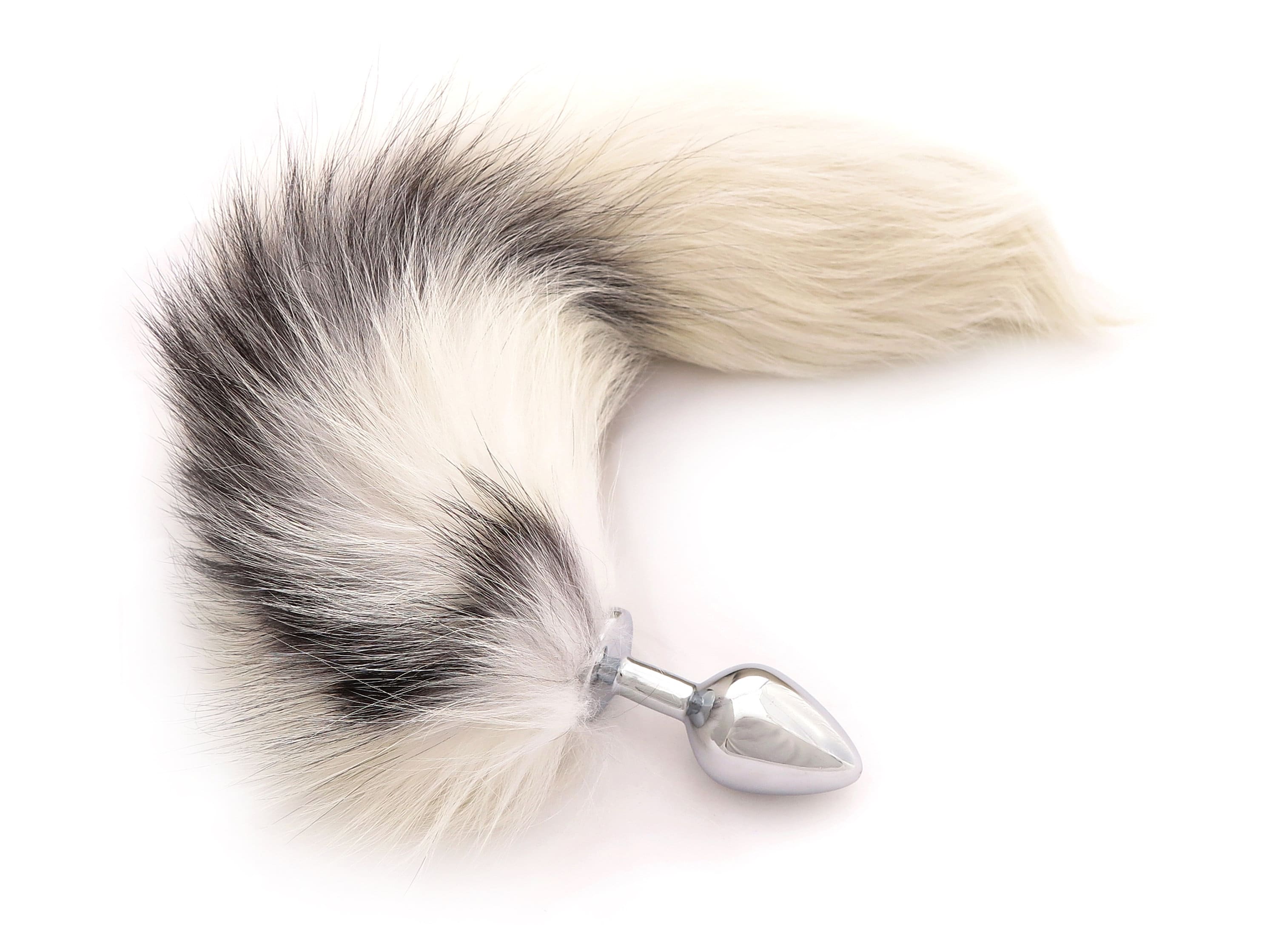 Wolf Tail Butt Plug With White And Grey Fur Cosplay Tail Or Etsy