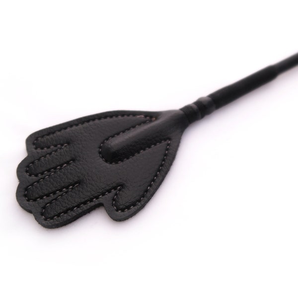 Leather Riding Crop with Hand, Premium Kink Toys for Beginner Impact Play and BDSM, Spanking Tools for Horse Pony Play, Dom and Dominatrix