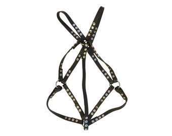 Black Leather Full Body Harnes for Women - Female Bondage Gear for Kink Festish