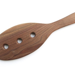Paddle in Walnut Wood, Handcrafted Wooden Paddle with Holes, Handcrafted in Canadian Recycled Wood