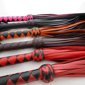 Thuddy Mop Flogger with 36 Falls and Balanced Handle, Cow Leather Submission Whip for Spanking Kink, 72cm or 2.3ft Length