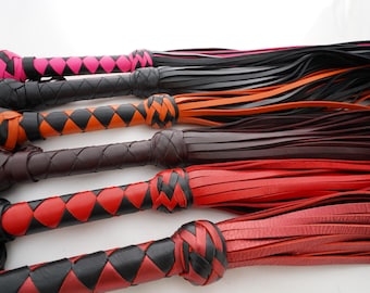 Flogger Thuddy Mop con 36 caídas y mango equilibrado, látigo de sumisión de cuero de vaca para azotes, 72 cm o 2,3 pies de largo