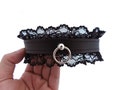 Leather BDSM Collar with Black Lace, Premium Leather Bondage for Subs, Submissive, O Ring Choker, Kinky Gift product logo