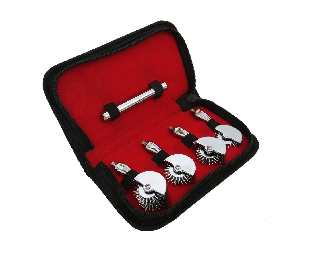 Pinwheel Set - Heavy Duty BDSM Kit With Interchangable Wartenburg Wheel  Roller Heads and Case - Kinky Sex Toys for Sensation Play