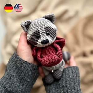 Crochet Pattern Amigurumi Raccoon Mo (German, English)