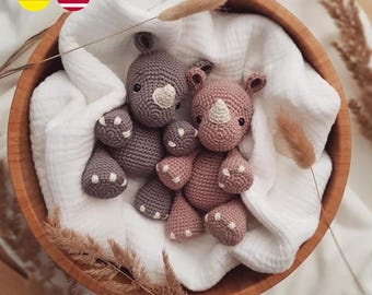 Crochet Pattern Amigurumi Rhinoceros Nashorn Pino (German, English) Crochet Pattern Rhinoceros Pino