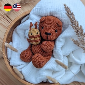 Häkelanleitung Amigurumi Bär und Biene (Deutsch, English) Crochet Pattern Bear and Bee, NO SEWING