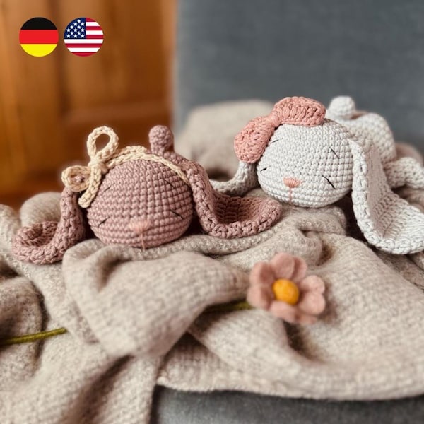 Crochet Amigurumi Pattern Snuggle Bunny Daisy (German, English), NO SEWING