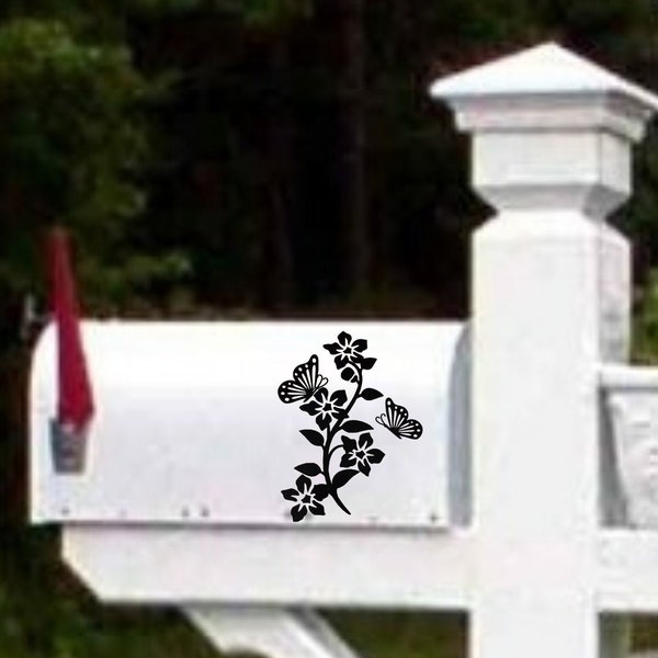 Butterfly, Flowering Vine Mailbox Decal