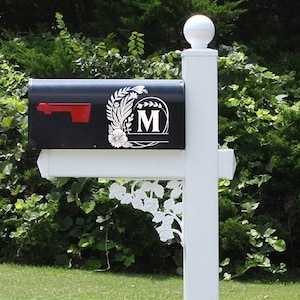 Personalized Floral Mailbox Decal: Custom Name Vinyl Sticker