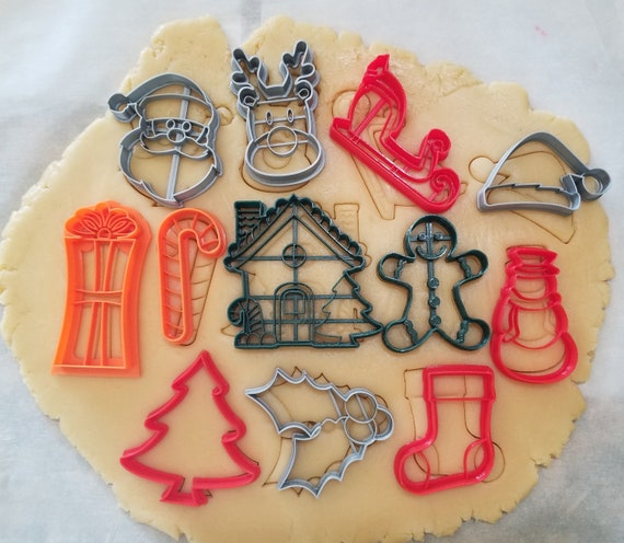 Santa coming down the chimneyfireplace Cookie or Fondant Cutter with built-in imprint