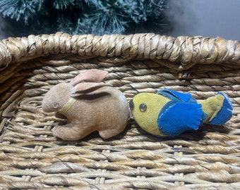 Vintage, easter, decor handmade stuff, plush rabbit, and bird Easter