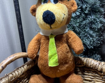 Yogi, teddy bear, plush green hat, vintage