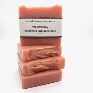 Strawberry cold process soap with coconut milk