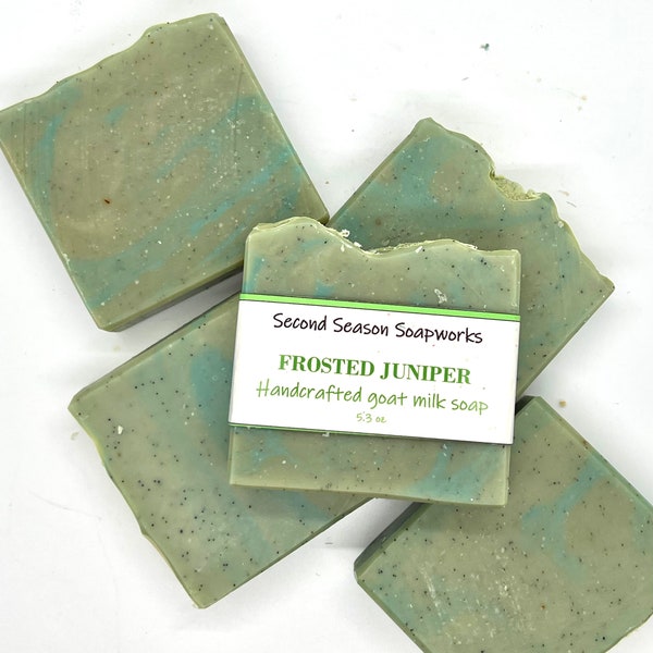 Frosted Juniper Goat Milk Soap with Jojoba Beads